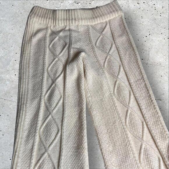 Pants - Edikted Knitted Pants Women’s Ray Cable Stitch Knit Flare Sweater Pants Size S